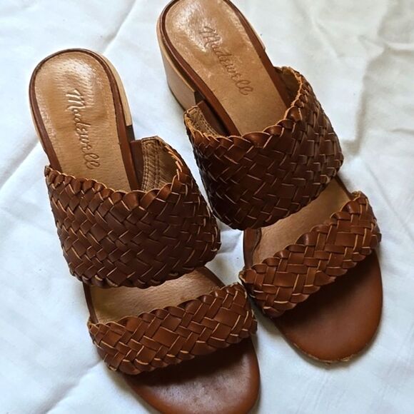 Madewell Black Woven Block Heel Sandals 7.5 - Picture 1 of 5